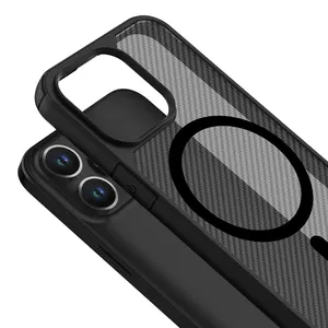 Wireless Charge Carbon Fiber Case For IPhone 15 14 13 12 11 Pro Max Hard PC Shockproof Magnetic Cover