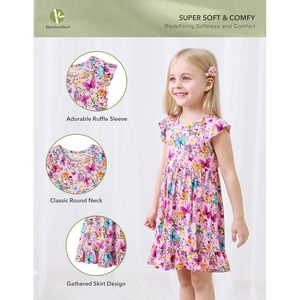 Robe pour fillette BambooBud en viscose de bambou, style A-line, dos nu, sans manches, pour fête ou décontractée, tailles 2T-5T - Product Image 2