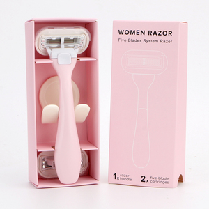 Rasoir système cinq lames sensibles en acier inoxydable manche en caoutchouc métallique pour <span class=keywords><strong>femme</strong></span> - Product Image 2