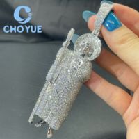 Pendentif San Judas Tadeo en argent sterling 925 de qualité supérieure, moissanite VVS, bijoux hip-hop, style glacé, unisexe, certificat GRA