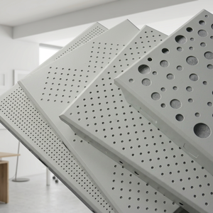 Plafond en dalles de fibre de verre perforées, design minimaliste, résistant au feu, insonorisé, installation de grille de plafond. - Product Image 3