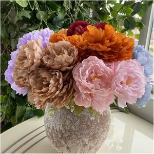 Flores Artificiales de Peonía de Estilo Nórdico, 7 Cabezas, Decoración para el Hogar, Flores de Seda de Peonía Artificiales para Ramo de Novia - Product Image 2