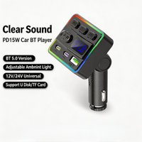 Transmetteur Bluetooth portable D16 pour voiture / Double ports USB de charge rapide / Appel mains libres avec charge PD / Lecture de cartes TF/clés USB
