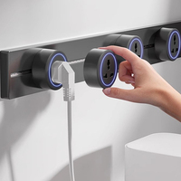 Enchufe de riel de pared de superficie KLASS, 3M cocina inteligente oculto enchufe del Reino Unido toma de riel USB con luz LED