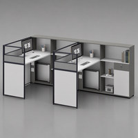 Poste de travail modulaire en L pour bureau moderne avec cloison et armoire de rangement pour employés financiers