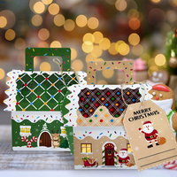Cajas de Regalo Navideñas con Diseño de Casa de Jengibre, para Dulces y Galletas, Acabado Mate, Papel Kraft Reciclable, Empaque Festivo con Logotipo Personalizado