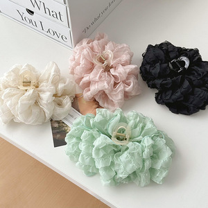 Grandes pinces à cheveux en dentelle <span class=keywords><strong>rose</strong></span> multicouches pour femmes et filles, vente en gros de pinces à cheveux en forme de papillon, <span class=keywords><strong>crabe</strong></span> et requin en maille - Product Image 5