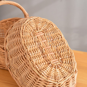 环保储物篮编织收获篮婚礼礼品藤制购物篮带手柄野餐 - Product Image 5