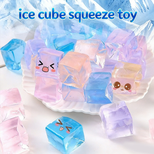 Jouets de décompression les plus populaires en TPR transparent en forme de cube de glace, cadeau promotionnel pour enfants et adultes - Product Image 1