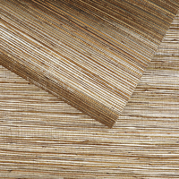 Papel Tapiz de Yute Natural MYWIND con Reverso Dorado Champán para Decoración de Interiores de Hoteles y Hogares, Revestimiento de Paredes Hecho a Mano