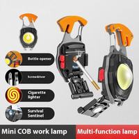 Gantungan kunci Cob luar ruangan multifungsi, gantungan kunci reparasi otomatis dapat diisi ulang senter LED Mini Portabel potongan darurat karabiner 3mm