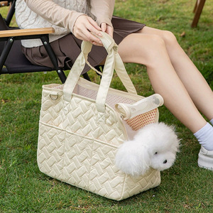 Quilted Soft Pet Tote <b>Carrier</b> <b>Bag</b> Handheld Travel <b>Dog</b> Cat <b>Bag</b> Multi Side Pocket Portable Small Puppy Kitten Outdoor Shoulder <b>Bag</b> - Product Image 1