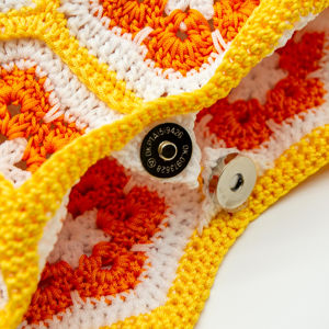 Crochet <span class=keywords><strong>Granny</strong></span> Square Floral Tote Shoulder Purse Earth Tone Boho Handmade Multipurpose Storage Bag - Product Image 6