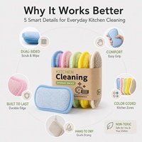 Éponge de cuisine en microfibre double face écologique, réutilisable, anti-adhésive, pour la vaisselle, tampon à récurer, prix usine