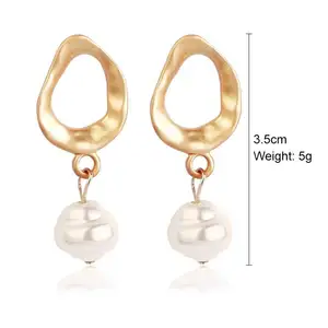 Boucles d'oreilles rétro imitation perle d'eau douce naturelle tempérament simple boucles d'oreilles perles haut de gamme pour femmes