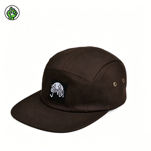 Casquette de camping vintage américaine à 5 panneaux, réglable, à visière incurvée, tendance, brodée à la main avec patch en caoutchouc, pour l'extérieur et la protection solaire - Product Image 1