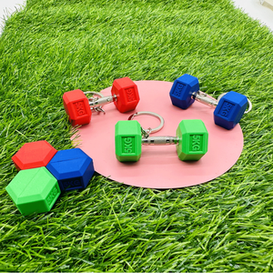 سلسلة مفاتيح للياقة البدنية والجمباز واللياقة البدنية متعددة الكلاب مخصصة 3d المطاط laveros Goma De Pesas صغيرة الدمبلز - Product Image 4