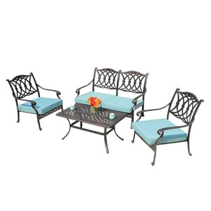 Aluminum Garden <b>Sofa</b> Set With <b>Waterproof</b> Cushions Rust Proof Outdoor Furniture For Courtyard Patio Traditional Design - Product Image 1