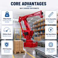 Robot de palettisation certifié CE à 4 axes, charge utile de 120 kg, portée de 2500 mm, IP54, J4-400 deg/s pour la palettisation et le dépalettisation à grande vitesse