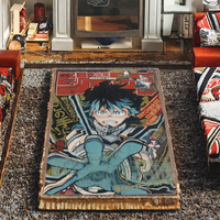 High Quality Japanese Anime Raschel Blanket Custom Woven Tapestry Wall Hanging with Tassels Quick Wholesale High Grade Pattern