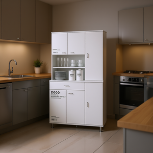 Alacena de cocina Della 90 blanca con cajones y gabinetes, modelo D0100HR75L8 - Product Image 2