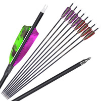 Nouvelles flèches en carbone mixte avec plumes naturelles en forme de gourde pour le tir à la cible, la chasse et la pratique de l'arc classique