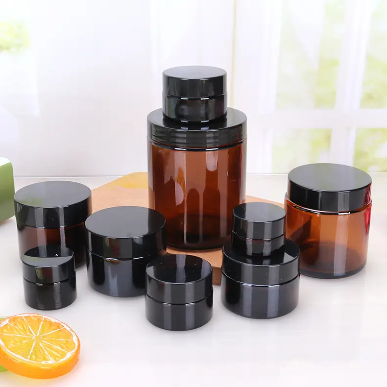 Face Cream Glass Jars Small Empty Luxury Cosmetic Packaging 5g 10g 15g 20g 30g 50g White Amber Frosting Face Eye Cream jar
