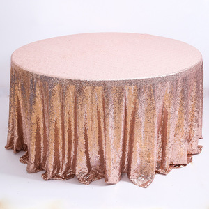 XinLan High Quality <strong>Christmas</strong> Sequin Champagne 120 Inch 132 Inch <strong>Round</strong> Table Cloth for Wedding - Product Image 1