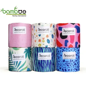 Venda por atacado de design personalizado, logotipo de empacotamento externa 2 3 4 ply papel bambu macio papel do vaso sanitário rolls de papel