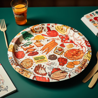 Assiettes en papier jetables biodégradables et compostables de qualité supérieure, rondes, pour les fêtes, la restauration, les desserts, les collations, avec couvercle, couleur et logo personnalisés
