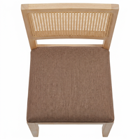 Chaise moderne en bois d'hévéa démontable avec dossier tressé et assise rembourrée en tissu pour événements, banquets et usage commercial