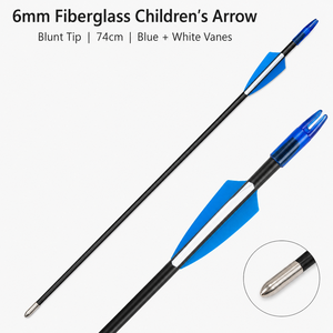 Flèches en fibre de verre à pointe arrondie de 6 mm pour enfants, 29 pouces, pour entraînement au tir à l'arc, avec ailettes bleues et blanches, pour arc classique et cible d'entraînement - Product Image 3