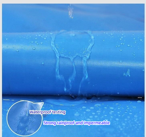 Tela de lona de PVC impermeable gris y azul 500-750GSM-Lona de vinilo para piscinas y aterrizaje aéreo - Product Image 2