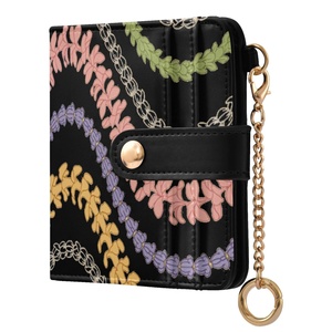 Portable Hawaii Lei Flower Custom Print PU Leather <b>RFID</b> Waterproof Zipper Closure Card Holder Purse Short <b>Wallet</b> Women <b>Wallet</b> - Product Image 1