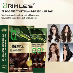 Kit de coloration capillaire végétale hypoallergénique OEM sans <span class=keywords><strong>PPD</strong></span> 3-en-1 : Lave, colore, conditionne, crée des cheveux noirs brillants, couvre les cheveux gris, logo de marque personnalisé - Product Image 2