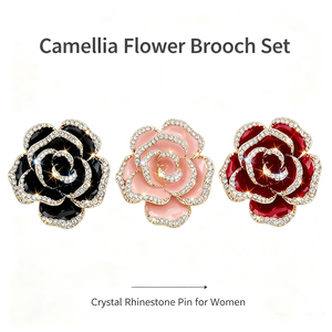 Broche Fleur de Camélia Personnalisable, Accessoire Vintage Élégant pour Femmes, Idéal pour Costumes, Robes, Foulards, Soirées et Usage Quotidien - Product Image 1