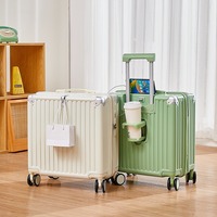 Petite valise de cabine spinner 18 pouces pour hommes et femmes, légère, en néoprène, avec port USB, étanche, respirante, avec serrure, livraison gratuite