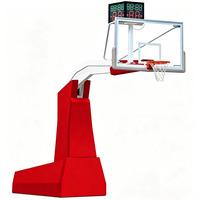 Support de basketball mobile hydraulique en métal avec panier détachable et panneau arrière en verre trempé, hauteur réglable, professionnel pour intérieur