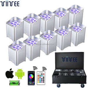 TIITEE nouveau 6*18W alimenté par batterie argent toile de fond RGBWA + UV fête de mariage Dj scène sans fil Par puits lumières avec étui de charge - Product Image 1
