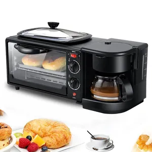 9L Forno Torradeira Cafeteira Máquina Multifuncional Elétrica 3 em 1 Breakfast Makers