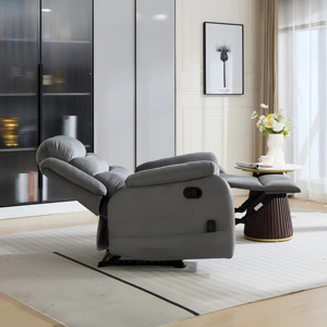 Fauteuil inclinable manuel Steph Plush contemporain en tissu rembourré avec massage lombaire, gris - Product Image 6