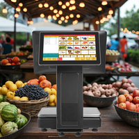 Système de point de vente tout-en-un avec double écran tactile, machine de caisse intégrée avec balance, Windows Android OS, capacité de 15 à 30 kg