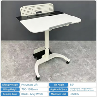 Chariot mobile pour ordinateur portable réglable en hauteur, pneumatique, en métal, pliable, avec roulettes