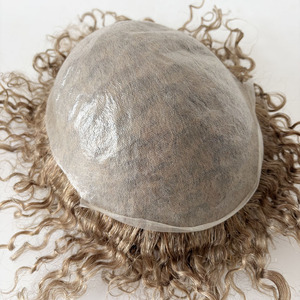 0.04mm <b>Mens</b> Full Pu V Loop Human Hair <b>Wigs</b> Male Toupee Piece Hair System Hair <b>for</b> Best Price Good Quality Cut Hairstyle #7ASH - Product Image 1