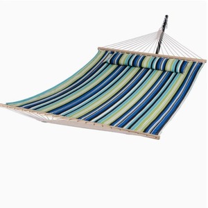 Hamaca <span class=keywords><strong>de</strong></span> algodón <span class=keywords><strong>de</strong></span> doble columpio con función antivuelco, marco <span class=keywords><strong>de</strong></span> hierro grueso, hamaca plegable para cama <span class=keywords><strong>de</strong></span> Metal para exteriores - Product Image 3