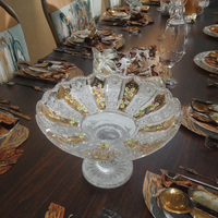Verres à pied faits à la main incrustés d'or, décoration de luxe pour la maison, verre en cristal, verrerie Lalique, bol à fruits de mariage, ornement de rangement, dessus de table