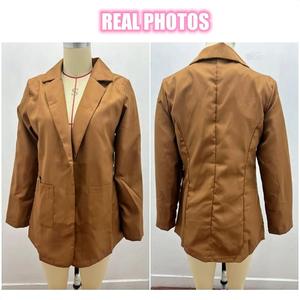 Frühling Herbst Damenmantel Einfarbiger Revers-Cardigan mit Taschen Übergröße Damen Eleganter Freizeitmantel - Product Image 6