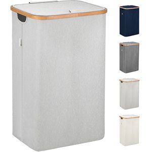 Cesto di biancheria di bambù con coperchio cesto di biancheria organizzatore vestiti sporchi cesto di stoccaggio di legno cesto di stoccaggio - Product Image 3