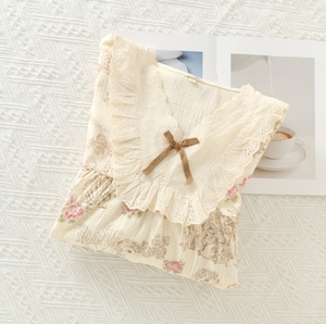 Gonna donna donna primavera <span class=keywords><strong>e</strong></span> autunno stampa <span class=keywords><strong>pigiama</strong></span> in <span class=keywords><strong>pizzo</strong></span> a maniche lunghe in <span class=keywords><strong>cotone</strong></span> - Product Image 4