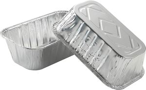 OEM Logo Rectangle Aluminum Foil Disposable <b>Takeaway</b> Food <b>Container</b> with Recyclable Plastic Lid Small Size - Product Image 3
